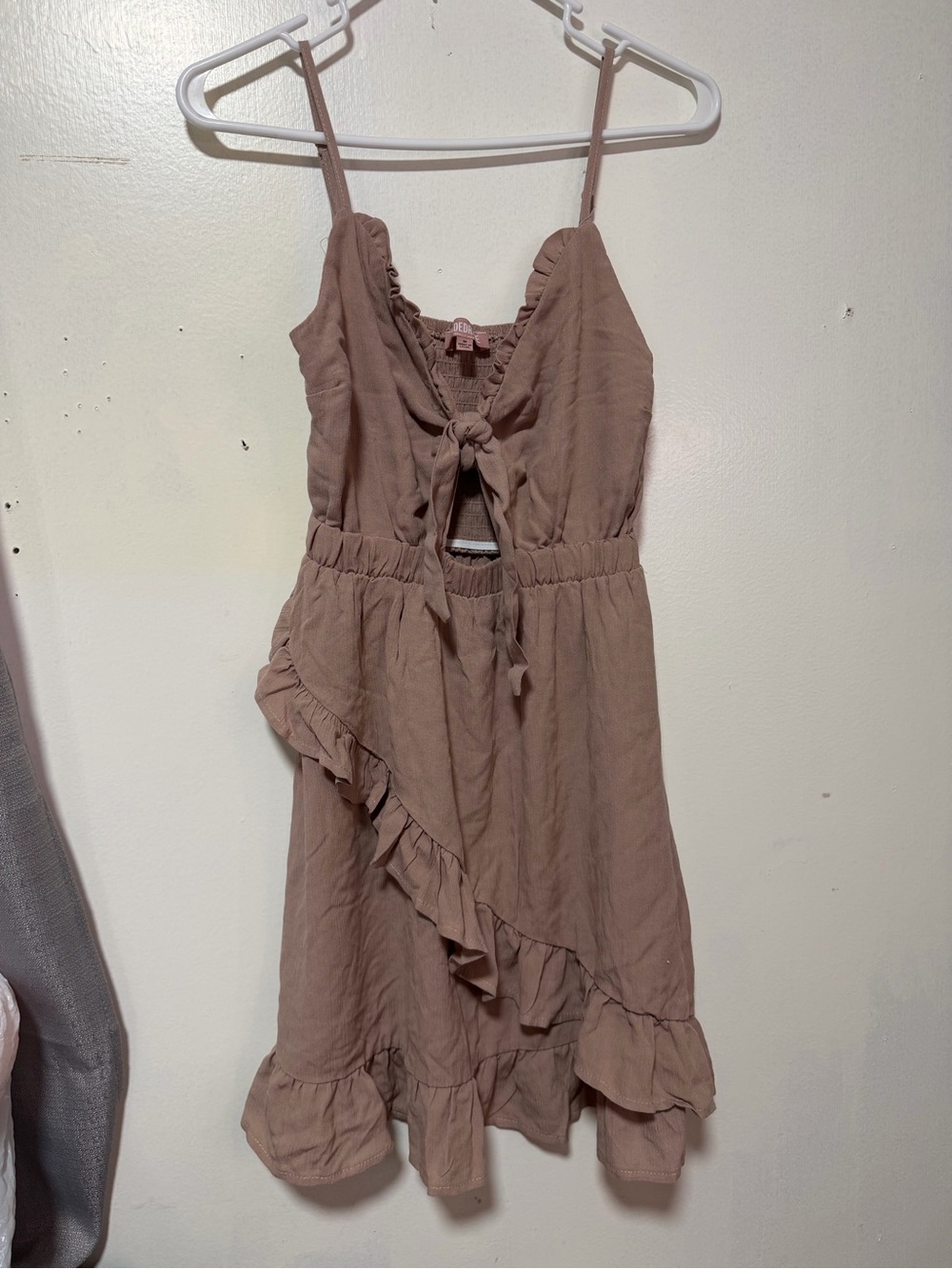 Women’s Midi Sundress with Ruffle Accent - Dusty Rose